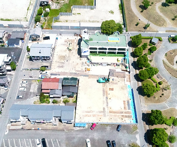 富士文化幼稚園　上空から現場を撮影2